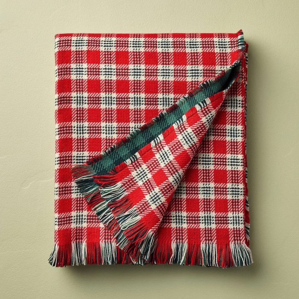 50x60 Vintage Reversible Brushed Woven Throw Blanket Red Plaid - Hearth & Hand